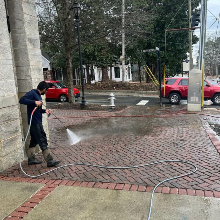 Man doing pressure washing in suwanee georgia