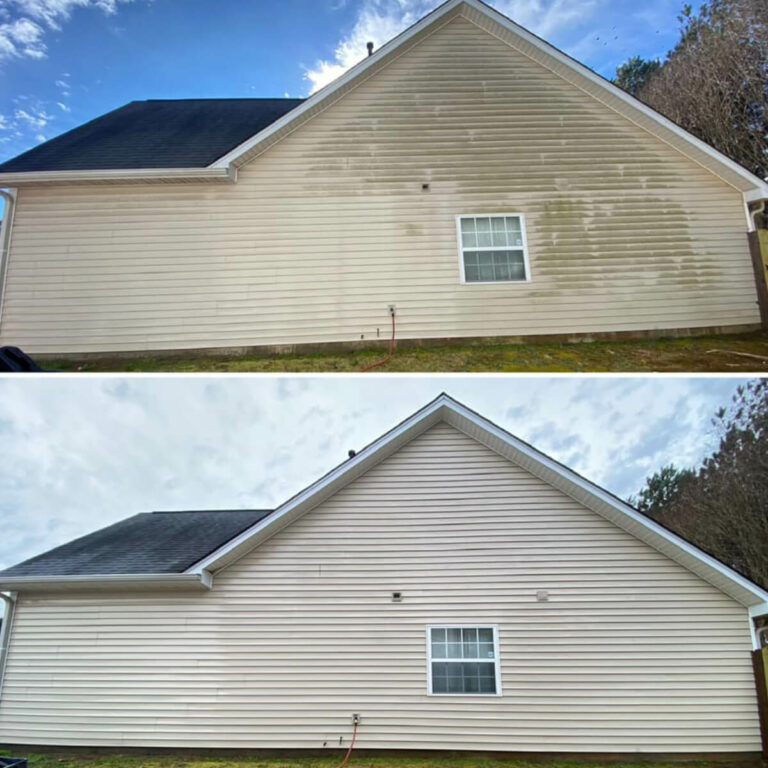 clean house siding after soft washing service in lawrenceville ga